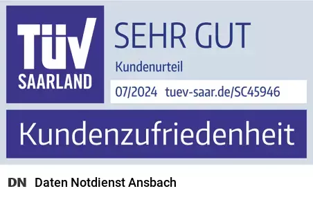 Daten Notdienst - Datenrettung Ansbach (Bayern) mit TÜV-zertifizierter Kundenzufriedenheit